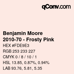 Color code: Benjamin Moore - 2010-70 - Frosty Pink | qconv.com