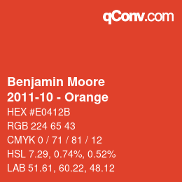Color code: Benjamin Moore - 2011-10 - Orange | qconv.com