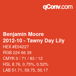 Code couleur: Benjamin Moore - 2012-10 - Tawny Day Lily | qconv.com