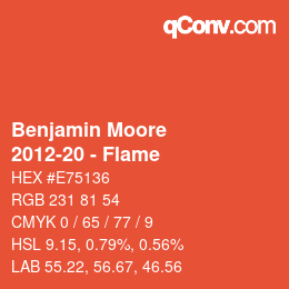 Color code: Benjamin Moore - 2012-20 - Flame | qconv.com