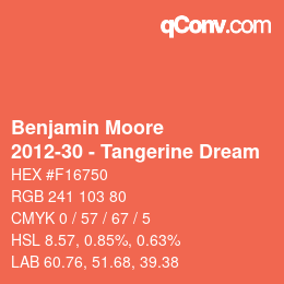Color code: Benjamin Moore - 2012-30 - Tangerine Dream | qconv.com