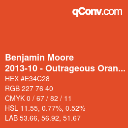Color code: Benjamin Moore - 2013-10 - Outrageous Orange | qconv.com