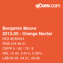 Code couleur: Benjamin Moore - 2013-20 - Orange Nectar | qconv.com