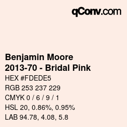 カラーコード: Benjamin Moore - 2013-70 - Bridal Pink | qconv.com
