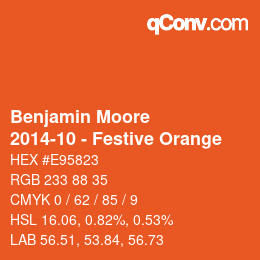 Code couleur: Benjamin Moore - 2014-10 - Festive Orange | qconv.com