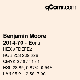 Code couleur: Benjamin Moore - 2014-70 - Ecru | qconv.com