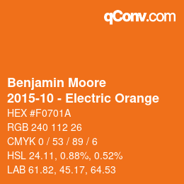 Code couleur: Benjamin Moore - 2015-10 - Electric Orange | qconv.com