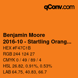 Farbcode: Benjamin Moore - 2016-10 - Startling Orange | qconv.com