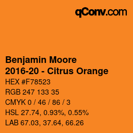 Code couleur: Benjamin Moore - 2016-20 - Citrus Orange | qconv.com