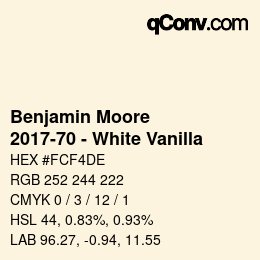 Code couleur: Benjamin Moore - 2017-70 - White Vanilla | qconv.com