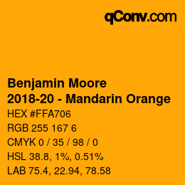 Code couleur: Benjamin Moore - 2018-20 - Mandarin Orange | qconv.com