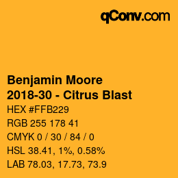 颜色代码: Benjamin Moore - 2018-30 - Citrus Blast | qconv.com