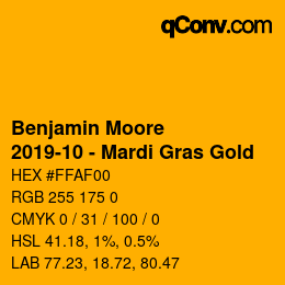 Farbcode: Benjamin Moore - 2019-10 - Mardi Gras Gold | qconv.com