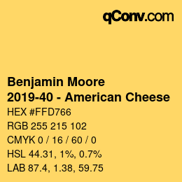 Color code: Benjamin Moore - 2019-40 - American Cheese | qconv.com