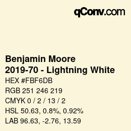 Código de color: Benjamin Moore - 2019-70 - Lightning White | qconv.com