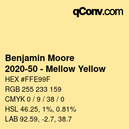 Color code: Benjamin Moore - 2020-50 - Mellow Yellow | qconv.com