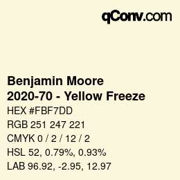 Code couleur: Benjamin Moore - 2020-70 - Yellow Freeze | qconv.com