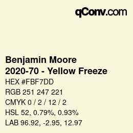 カラーコード: Benjamin Moore - 2020-70 - Yellow Freeze | qconv.com