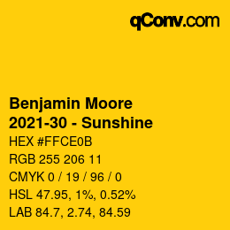 Color code: Benjamin Moore - 2021-30 - Sunshine | qconv.com