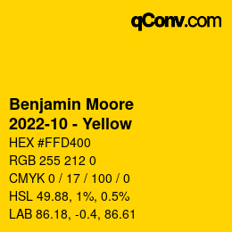 Color code: Benjamin Moore - 2022-10 - Yellow | qconv.com