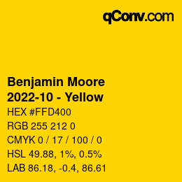 カラーコード: Benjamin Moore - 2022-10 - Yellow | qconv.com