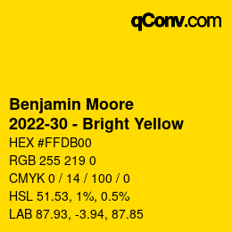 Color code: Benjamin Moore - 2022-30 - Bright Yellow | qconv.com