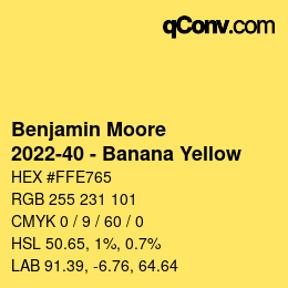 Code couleur: Benjamin Moore - 2022-40 - Banana Yellow | qconv.com