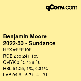 カラーコード: Benjamin Moore - 2022-50 - Sundance | qconv.com