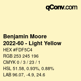 Color code: Benjamin Moore - 2022-60 - Light Yellow | qconv.com