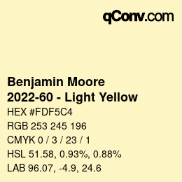 Code couleur: Benjamin Moore - 2022-60 - Light Yellow | qconv.com