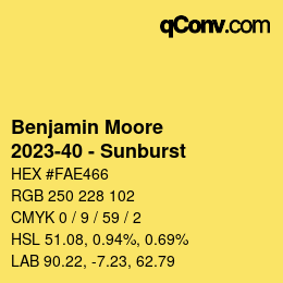 Code couleur: Benjamin Moore - 2023-40 - Sunburst | qconv.com