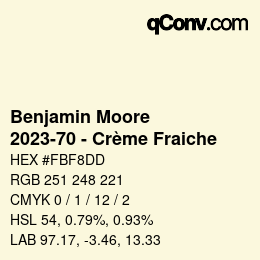 Código de color: Benjamin Moore - 2023-70 - Crème Fraiche | qconv.com