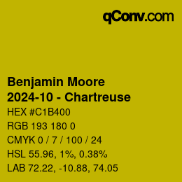 颜色代码: Benjamin Moore - 2024-10 - Chartreuse | qconv.com