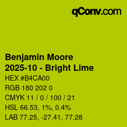 Code couleur: Benjamin Moore - 2025-10 - Bright Lime | qconv.com