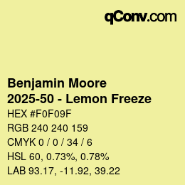 Color code: Benjamin Moore - 2025-50 - Lemon Freeze | qconv.com