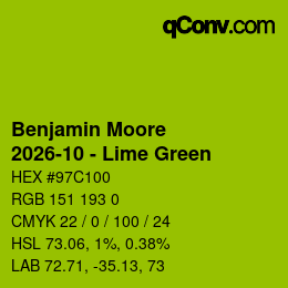 Code couleur: Benjamin Moore - 2026-10 - Lime Green | qconv.com
