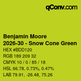Código de color: Benjamin Moore - 2026-30 - Snow Cone Green | qconv.com