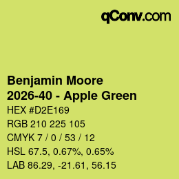 Farbcode: Benjamin Moore - 2026-40 - Apple Green | qconv.com
