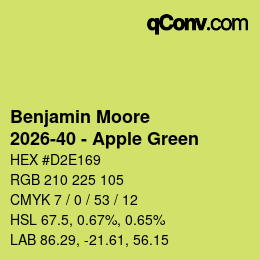 Color code: Benjamin Moore - 2026-40 - Apple Green | qconv.com