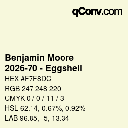 Código de color: Benjamin Moore - 2026-70 - Eggshell | qconv.com