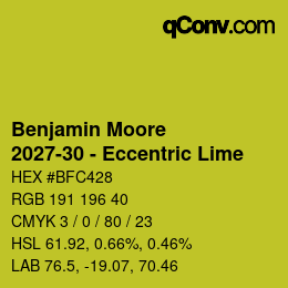 Color code: Benjamin Moore - 2027-30 - Eccentric Lime | qconv.com