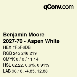 Color code: Benjamin Moore - 2027-70 - Aspen White | qconv.com