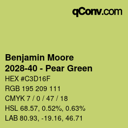 Color code: Benjamin Moore - 2028-40 - Pear Green | qconv.com