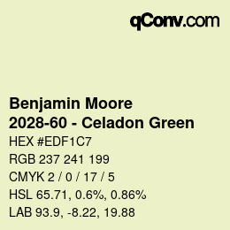 Código de color: Benjamin Moore - 2028-60 - Celadon Green | qconv.com