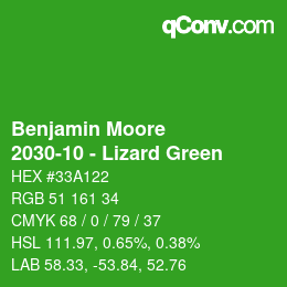 Color code: Benjamin Moore - 2030-10 - Lizard Green | qconv.com