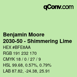 Code couleur: Benjamin Moore - 2030-50 - Shimmering Lime | qconv.com