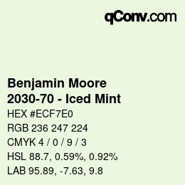 Código de color: Benjamin Moore - 2030-70 - Iced Mint | qconv.com