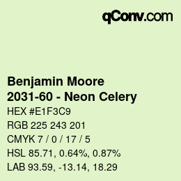 Code couleur: Benjamin Moore - 2031-60 - Neon Celery | qconv.com