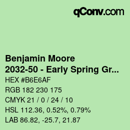 Código de color: Benjamin Moore - 2032-50 - Early Spring Green | qconv.com
