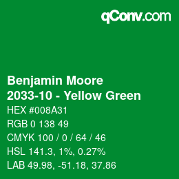 Color code: Benjamin Moore - 2033-10 - Yellow Green | qconv.com